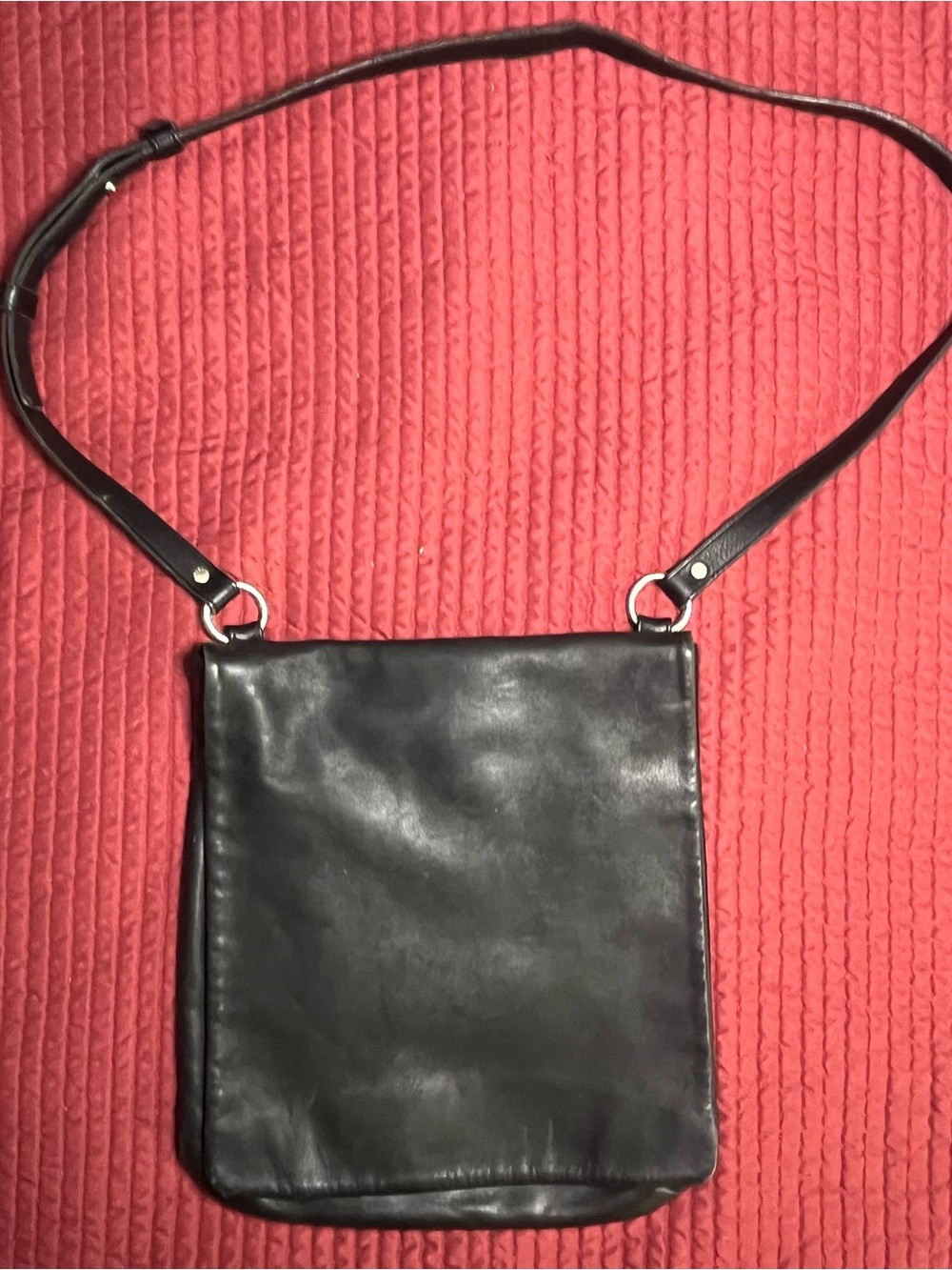 Vintage Coach Chelsea Legacy Flat Messenger Crossbody Bag Black Leather #9458